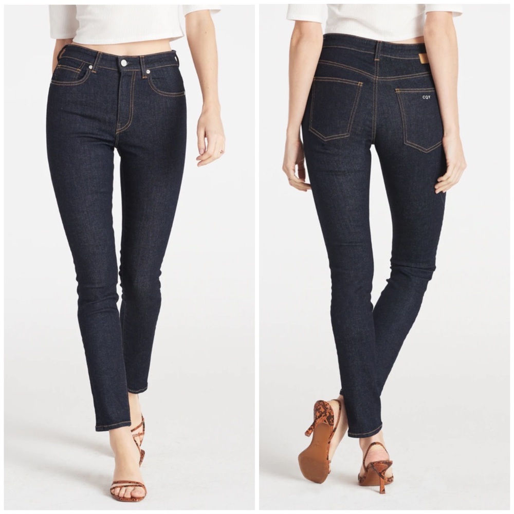 New CQY Palme High Rise Jeans Clarity Wash Size 24 Minimalist Casual Effortless